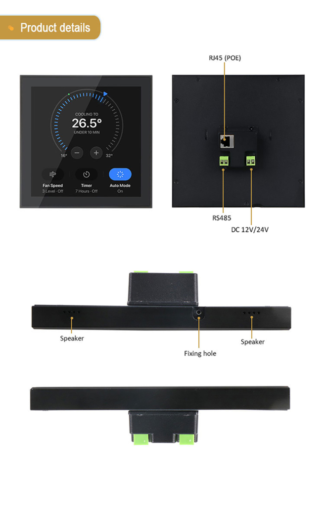 YC-L76(Black) 7.6'' Smart Touch Control Panel