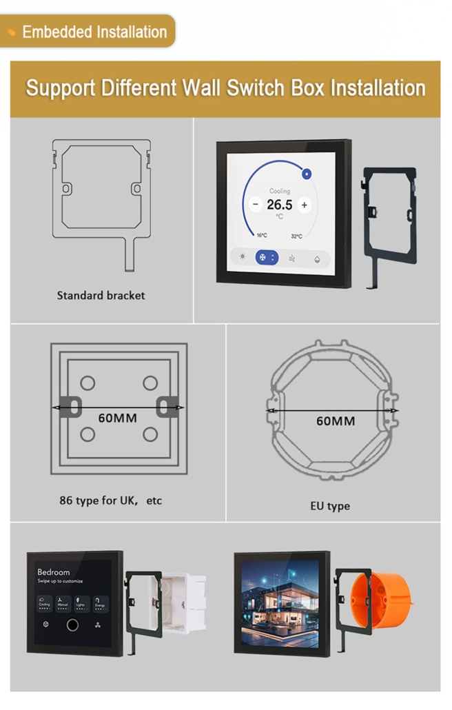 YC-L76(Black) 7.6″ Smart Home Automation Touch Control Panel5