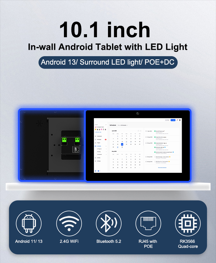 YC-LE101T 10 inch In-wall Android Tablet with LED Light
