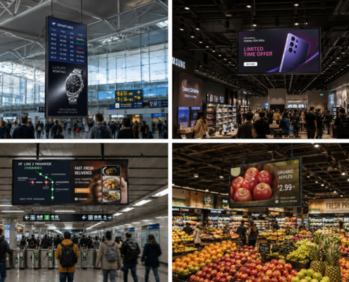 Hanging digital signage for retail